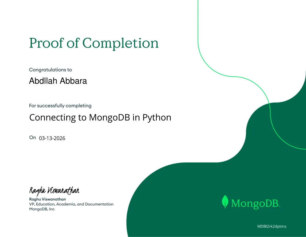 Connecting to MongoDB in Python certificate, issued by MongoDB